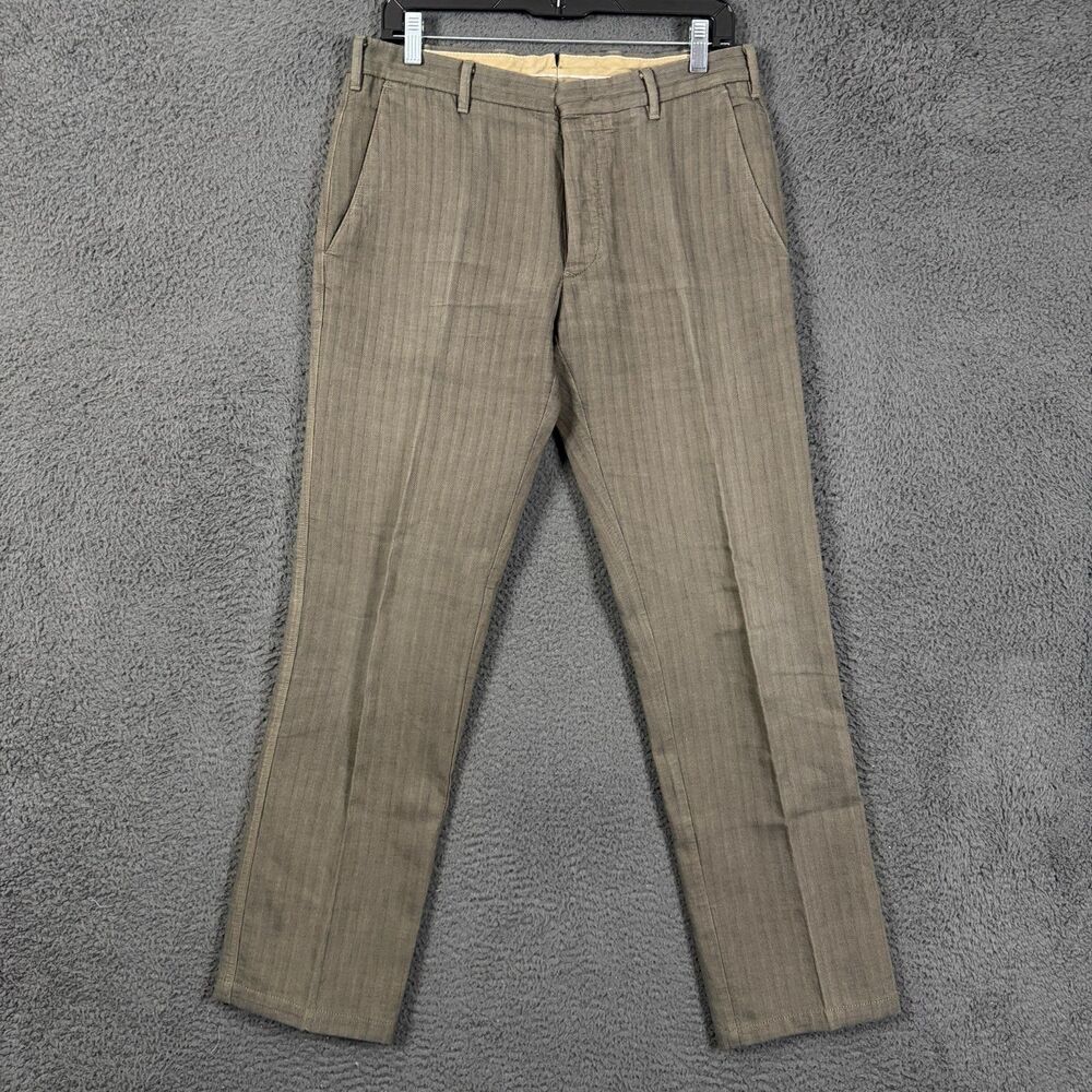 Vtg CP Company Pants Mens 31x31 Brown Striped Straight Fit Chinos Preppy Casual